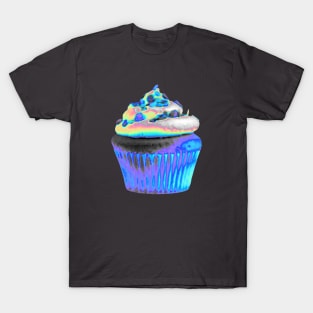 Bright Blue Holographic Cupcake T-Shirt